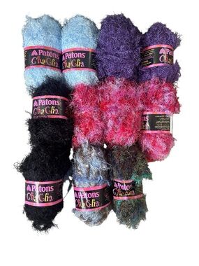 Patons ChaCha Eyelash & Novelty Yarn Lot of 11 Skeins Multi Colors 1.75 oz